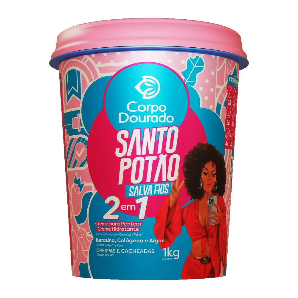 Corpo Dourado – Creme para Pentear e Hidratante Santo Potão Salva Fios 1kg - 1