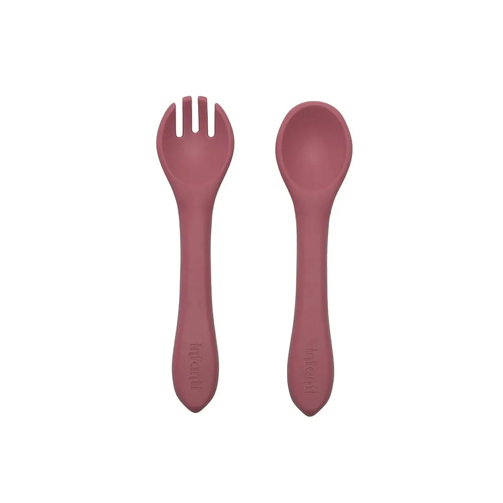 Garfo e Colher de Silicone Infanti, Piccolo, Rosa
