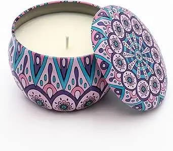 Vela Aromática Decorativa em Lata Design Mandala Cores Diversas, CORES ENVIADAS (ALEATÓRIO) - 1