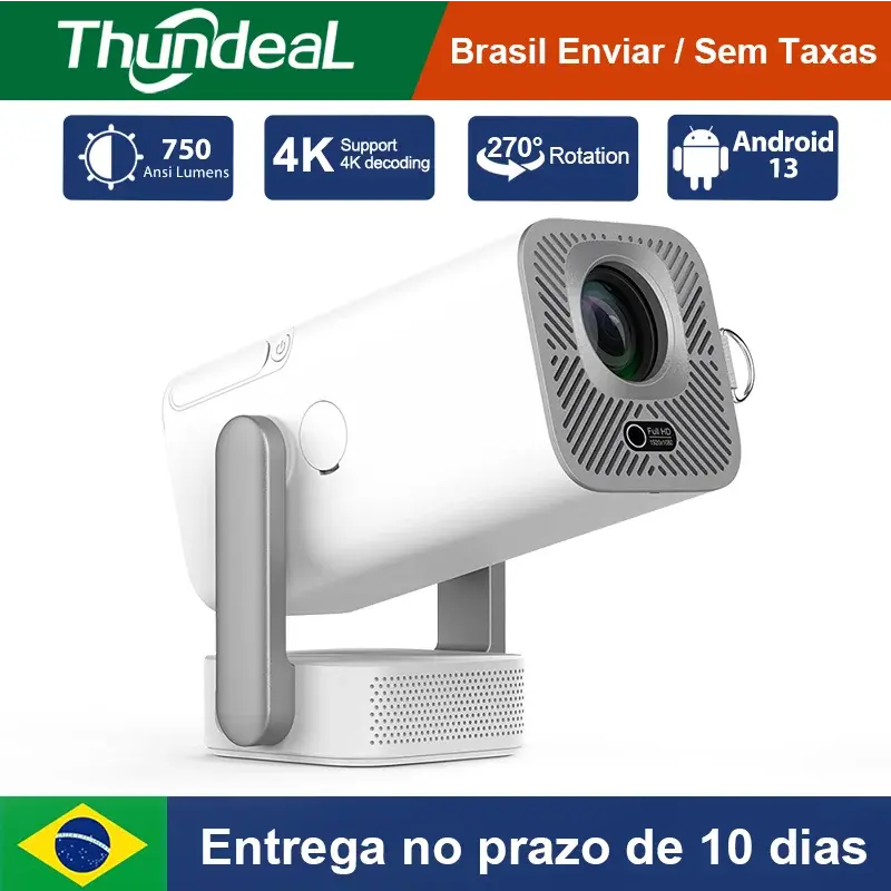 Projetores no brasil Mini projetor ThundeaL HD TD80 Pro Full HD 1080p vídeo 4K WiFi Android inteligente projetor de imagem portátil TD80Pro cinema em casa Para celular apresentação PK TD80W - 1