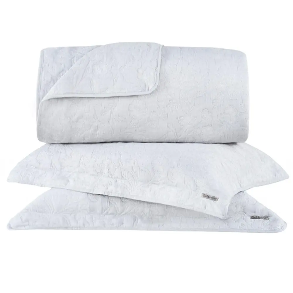 Kit Colcha King Buddemeyer Hanna Jacquard Cinza 3 peças