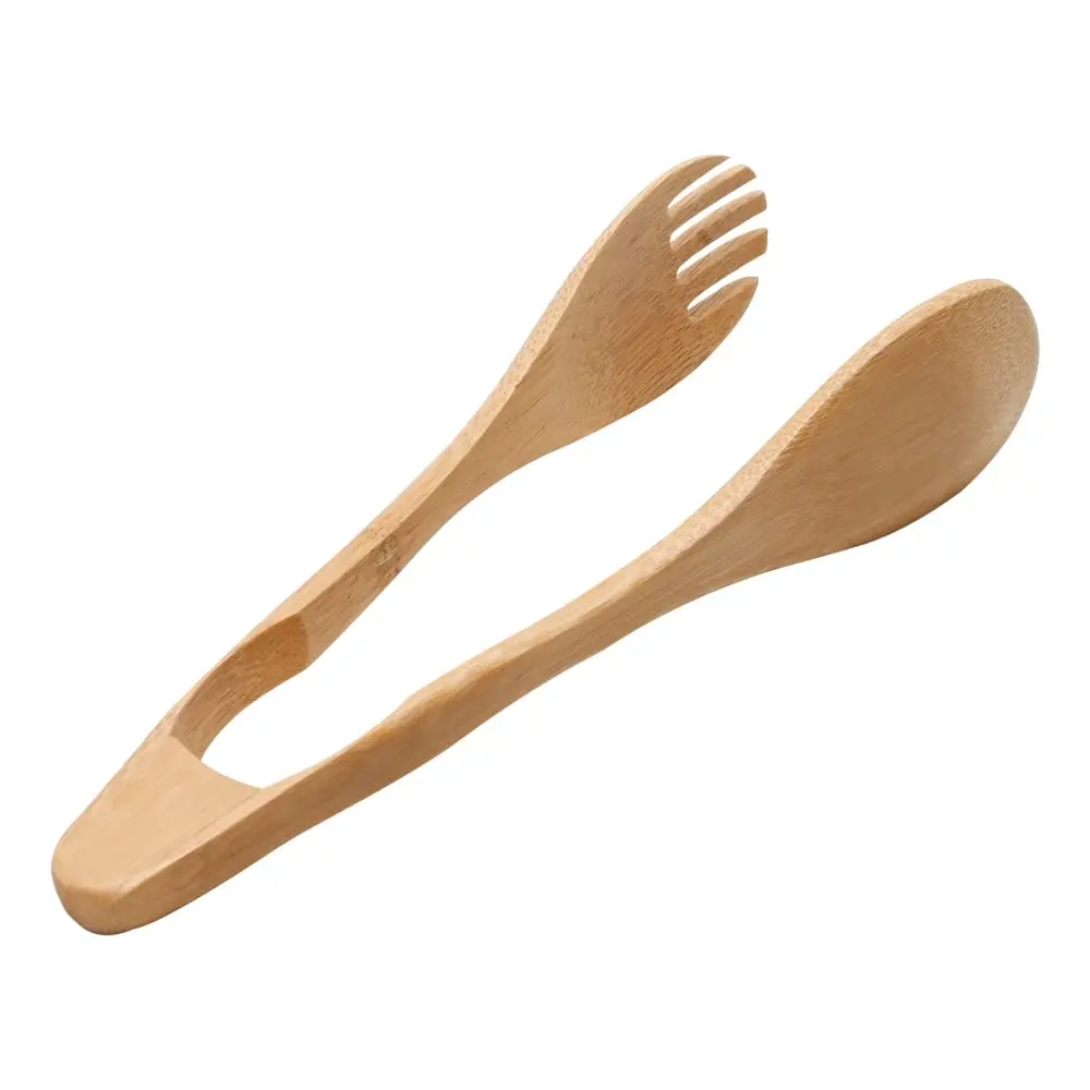 Mimo Style Pegador de Massas Feito Inteiramente de Bambu para Servir e Manusear Sua Refeição, para Almoço, Jantar, Espaguete e Saladas. Design Dentado Ergonômico 21cm Multiuso,BM19174 PINÇA ECOKITCHEN
