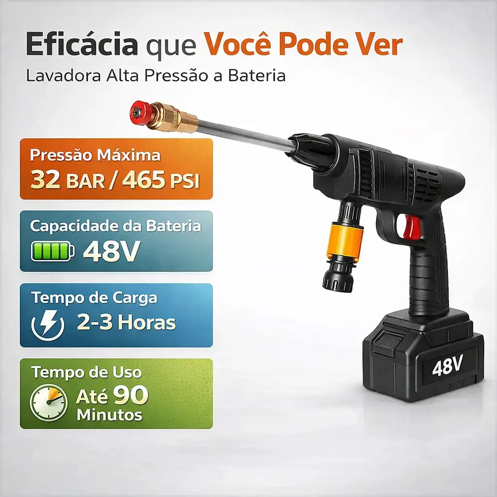 Lavadora A Jato De Alta Pressão Portátil Recarregável 2 Baterias Com Maleta Mini Elétrica De Lavar Carro Profissional Potência Turbo Limpeza Compacta Potente Regulável Reservatório Aua thumbnail 2