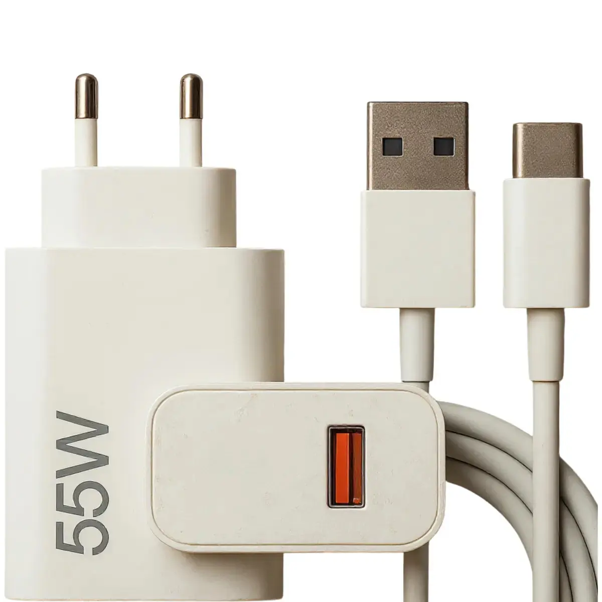 Carregador Turbo 55w USB-C Com Cabo Tipo C 1 Metro Fonte Bivolt 110v/220v, Carregamento Rápido Fast Charge, Ideal Para Celular Android, Compatível Com iPhone Samsung Motorola Xiaomi LG thumbnail 2