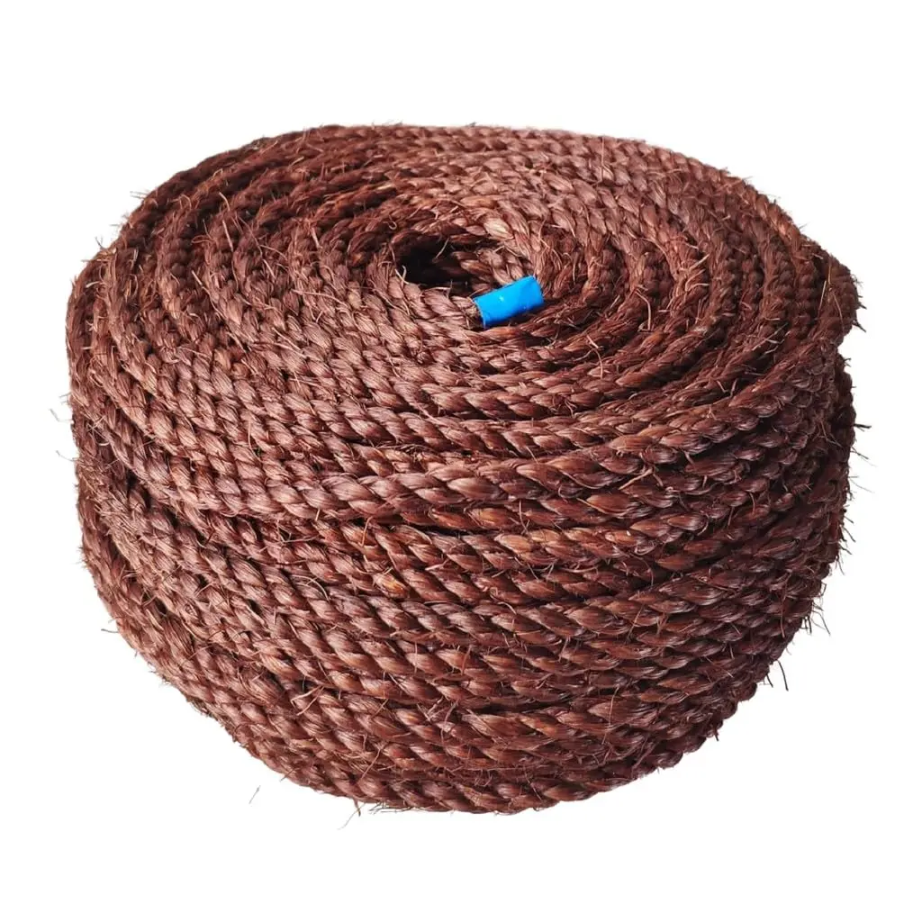 Corda de Sisal Natural 6,5mm Trançada para Artesanato 25m (marrom) | Corda de sisal natural, 6,5 mm, 25 m, trançada e indicada para artesanato.