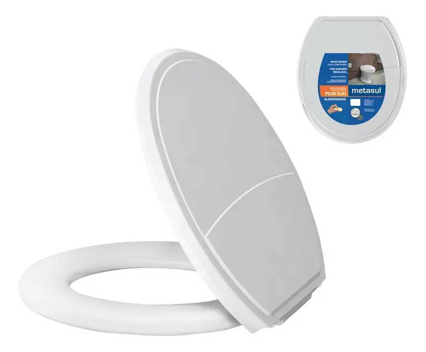 Metasul Assento Sanitário Almofadado Basico Oval Universal Slim Off Cor Branco