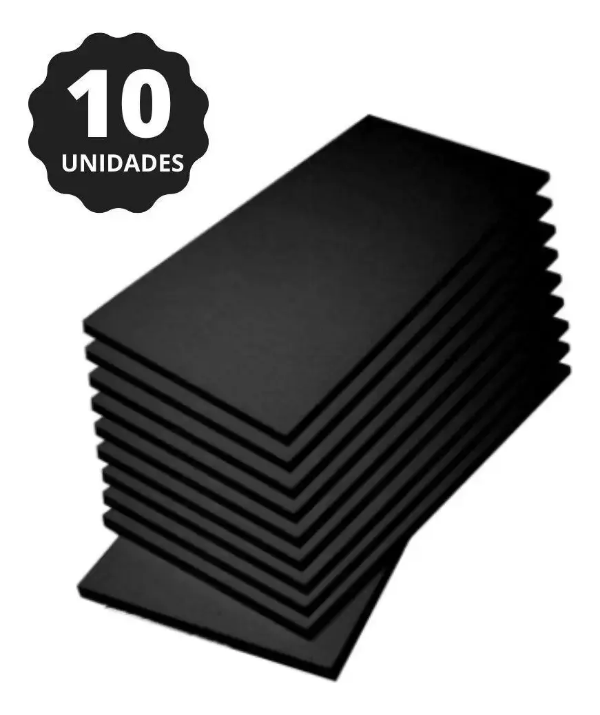 Kit Espuma Acústica Lisa Nbr9178 2cm- 50x25- 10 Placas Preto
