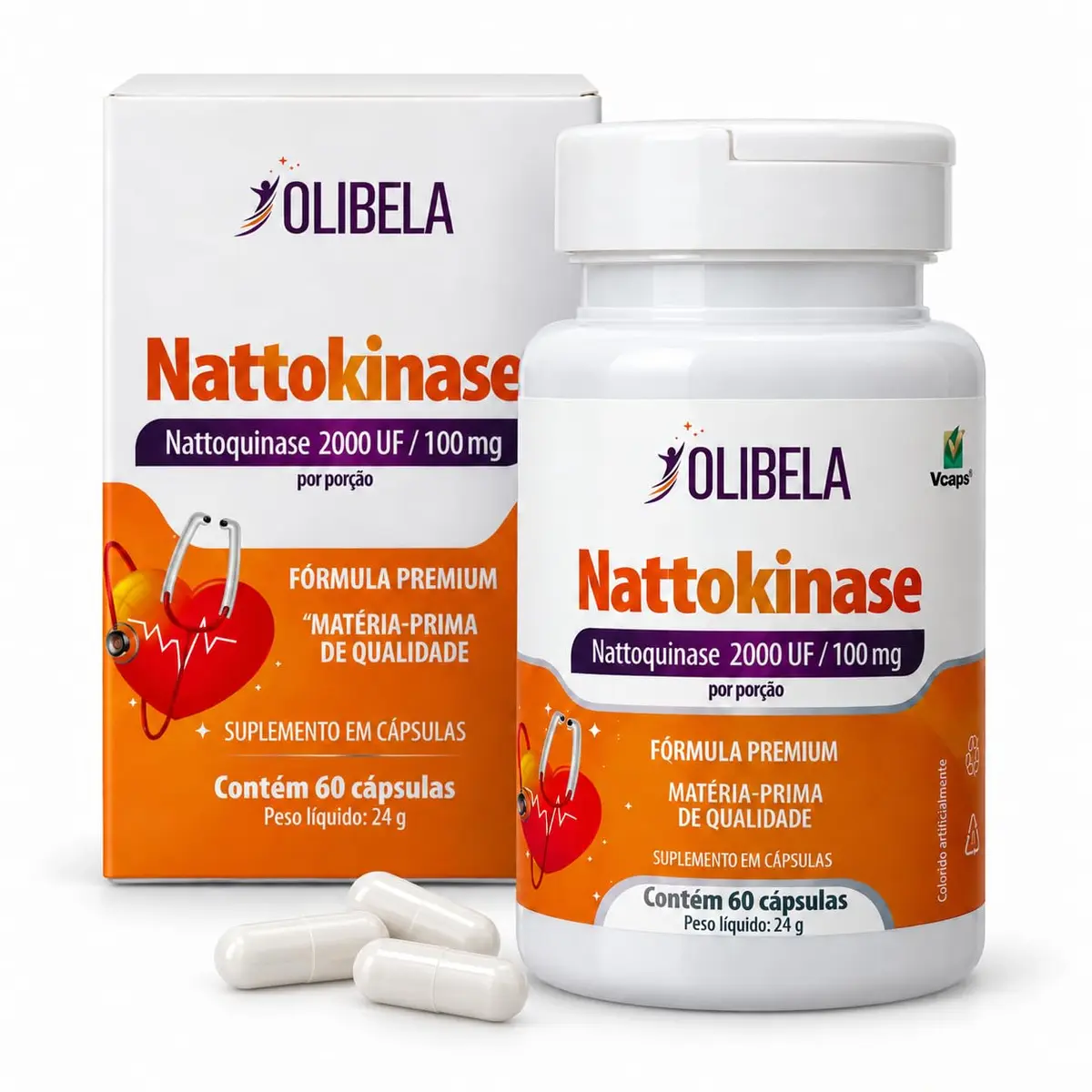 Natoquinase 2000UF 60 Cápsulas Veganas Alta Concentração. Natoquinase Apoia um Sistema Cardioavascular Saudável, e o Fluxo Sanguineo de Forma Natural. Produto 100% Natural | Olibela Suplementos