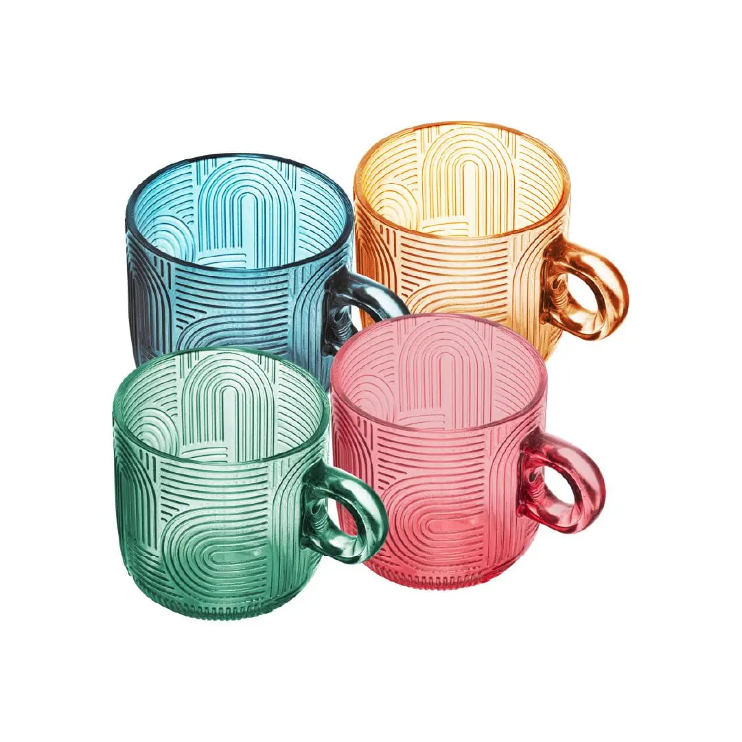WOLFF - Conjunto 4 Xícaras de Vidro Frankfurt Colorido 220ml