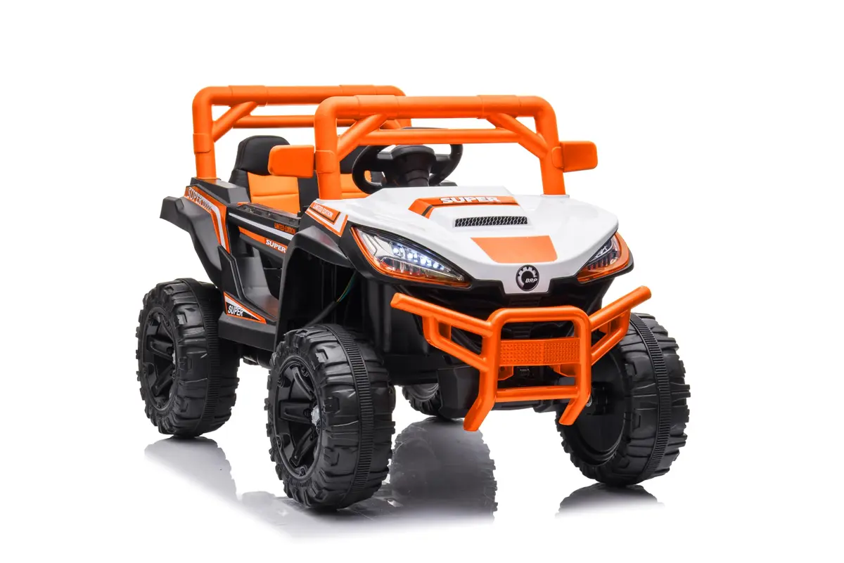 Bang Toys - UTV Elétrico Infantil Solar Cruiser 12V - com Luzes de LED, Sons, Entrada USB/MP3, Suspensão e Controle Remoto - Suporta até 30kg - Cor Laranja