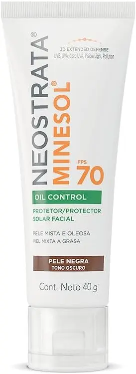 Protetor Solar Facial Minesol Oil Control, Pele Negra, FPS 70, 40g - 1