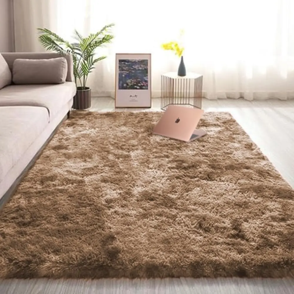 Tapete Sala Quarto Felpudo Peludo Antiderrapante Macio Casa Dona (Bege, 2,00 x 3,00)