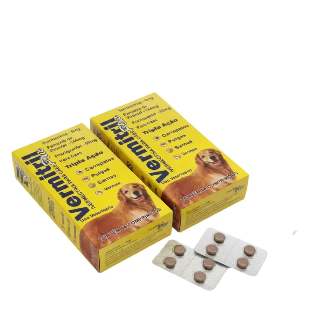Antipulgas Carrapatos Sarnas E Vermes 8 Compr Cães Até 30kg Vermitril plus