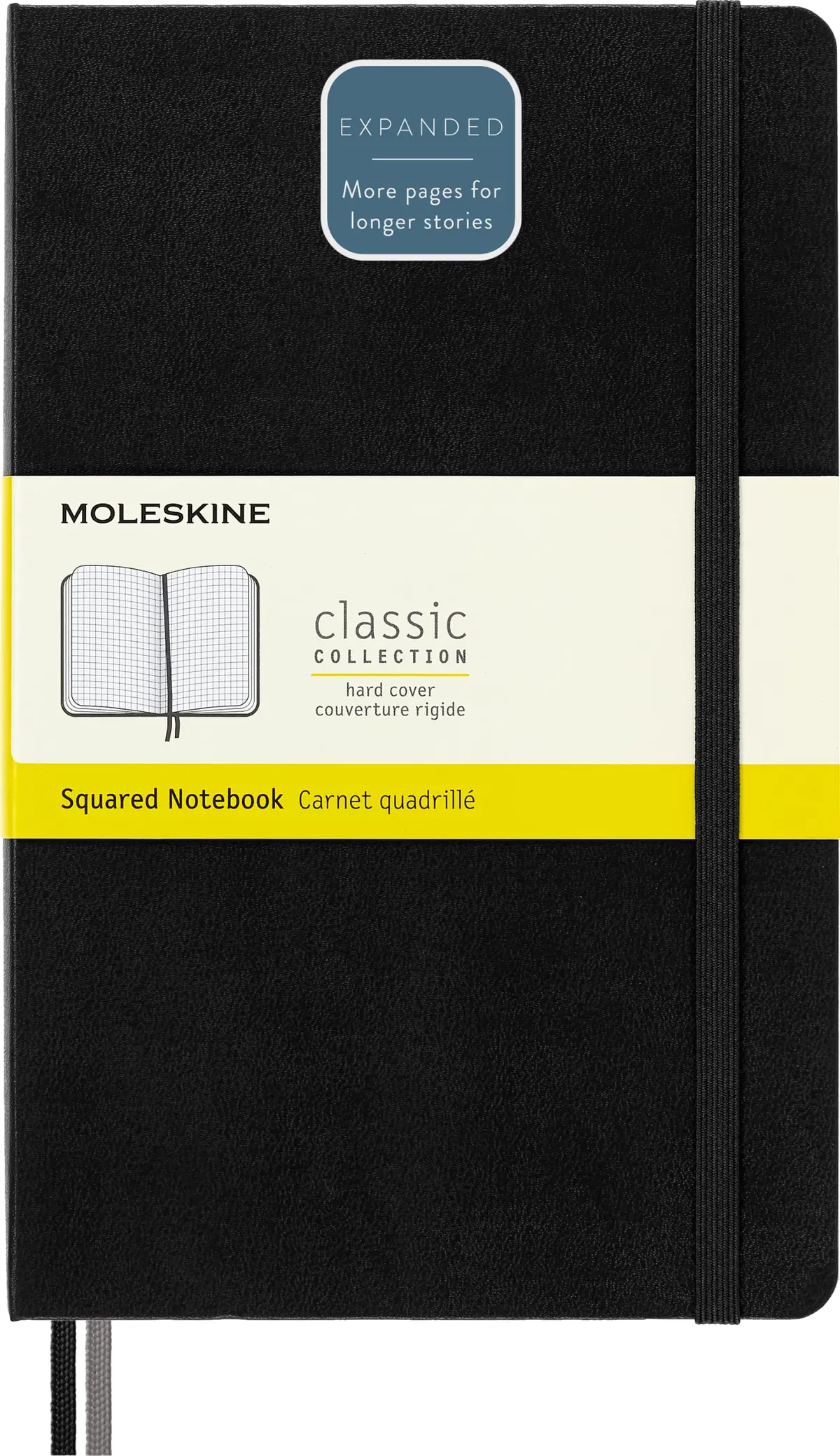 Moleskine Caderno expandido clássico, capa dura, grande (12,7 cm x 21 cm) quadrado/grade, preto, 400 páginas - 1