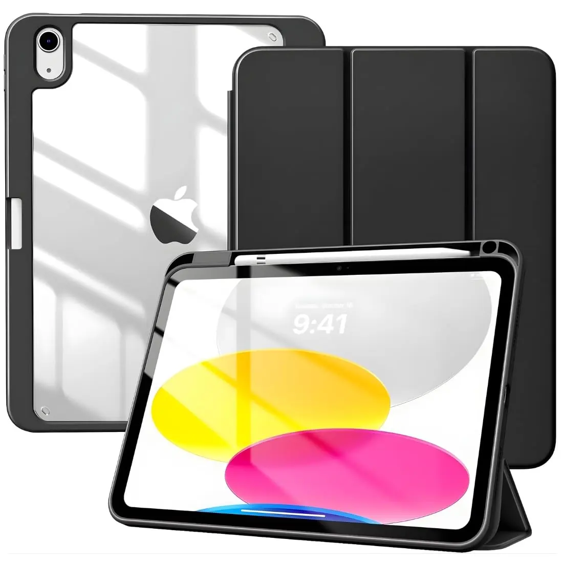 DECART Capa para iPad 11ª/10ª Geração 10,9” A16 2025/2022 – Preto | Case Slim Magnética, Traseira Transparente, Despertar Automático, Suporte Ajustável, Porta Pencil - 1