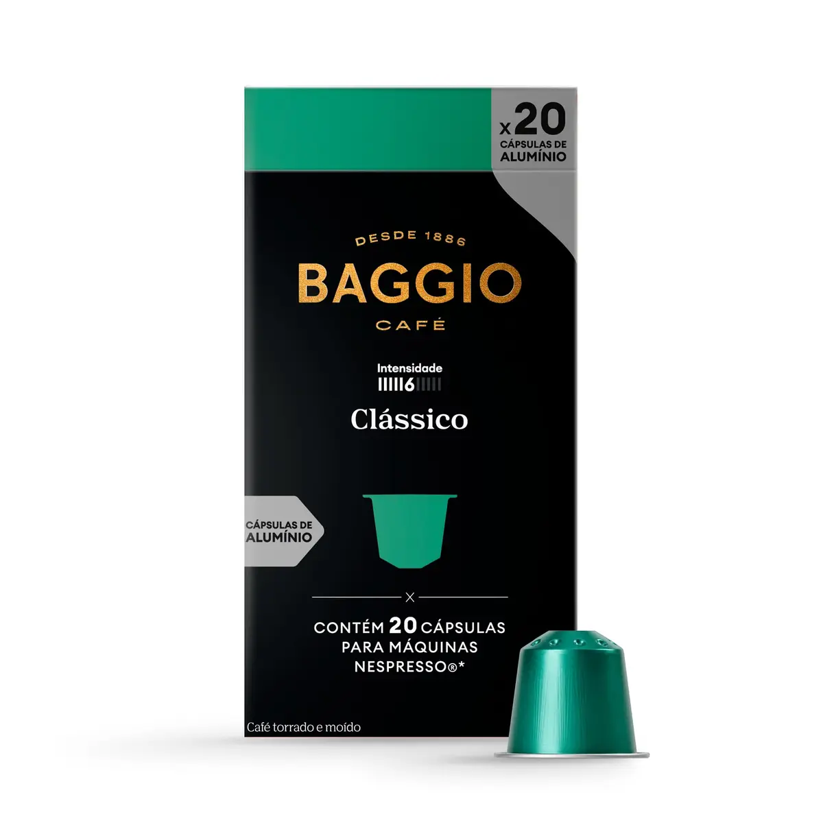 Cápsulas de Café Clássico Baggio Café, compatível com Nespresso, contém 20 cápsulas