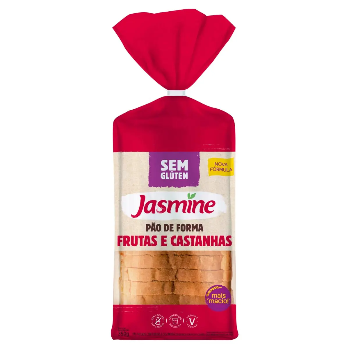 Pão de Forma com Frutas e Castanhas Jasmine, Sem Glúten, 350g - 1