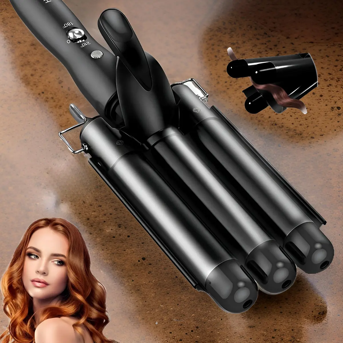 Modelador De Cachos Premium 3 Em 1, Cerâmica, Ondas 3D Definidas, VARENZIA | Tri Ondas, Ondulação 3D, Revestimento Em Cerâmica, Para Todos Os Tipos De Cabelo - 1