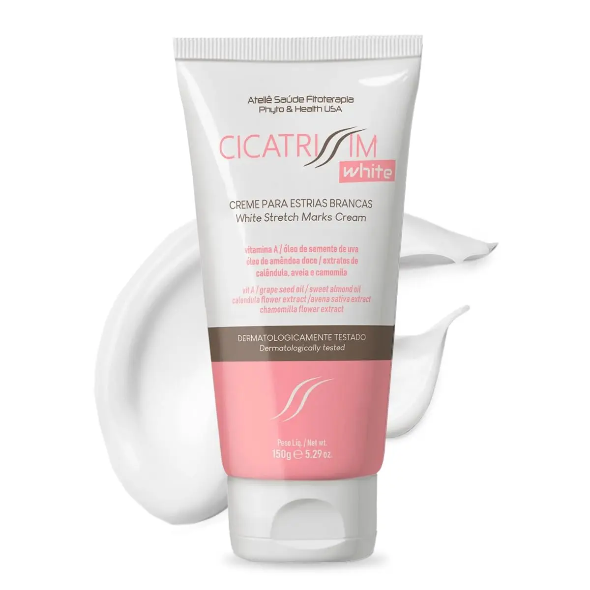 Creme para Estrias Cicatrissim White, Brancas e Antigas, 150g | Suaviza Estrias, Uniformiza e Firma a Pele, Todos os Tipos de Pele