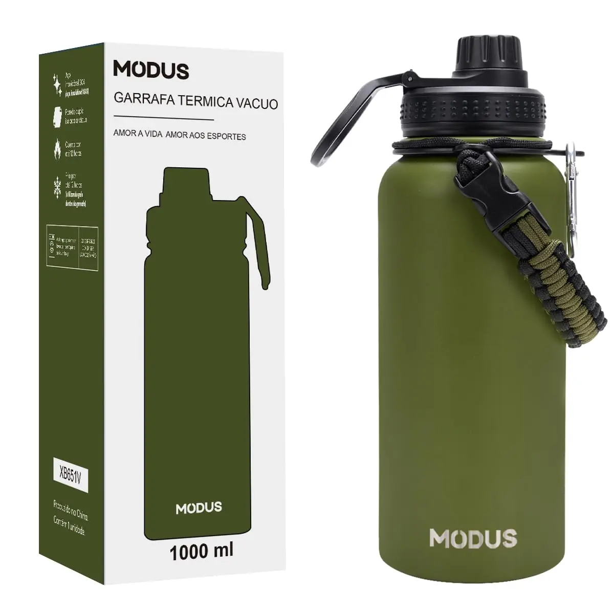 MODUS Garrafa Térmica Esportiva De Inox Com Isolamento A Vácuo 950ML | Verde - 1