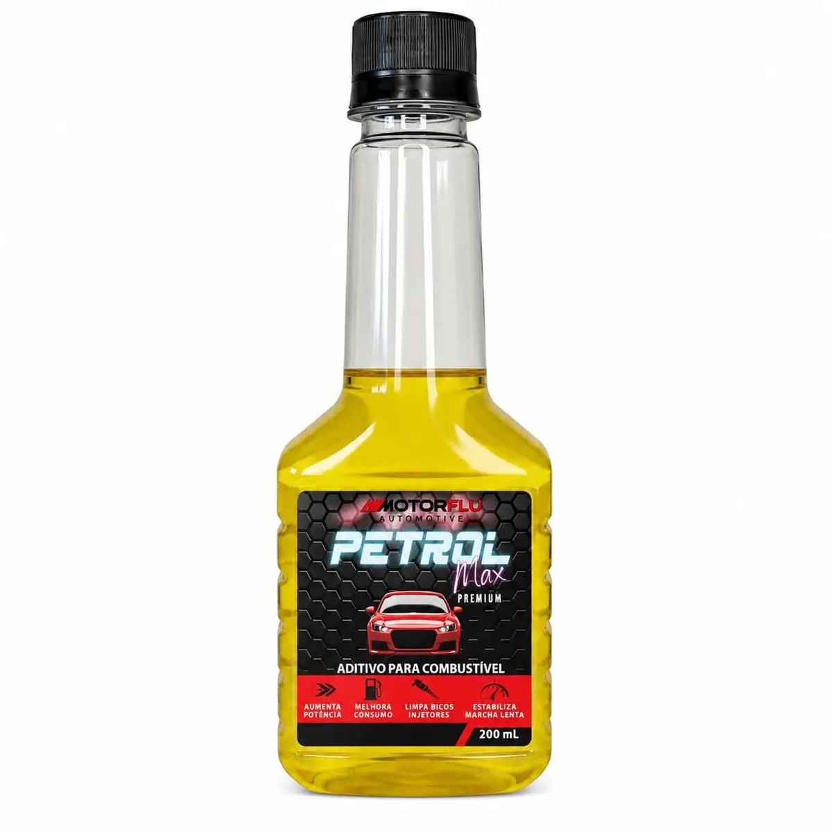 Aditivo Concentrado Alta Performance Petrol Max Motorflu 200 mL, Melhora Queima e Octanagem, Limpa Sistema, Aumenta Potência e Reduz Consumo em Motores Flex