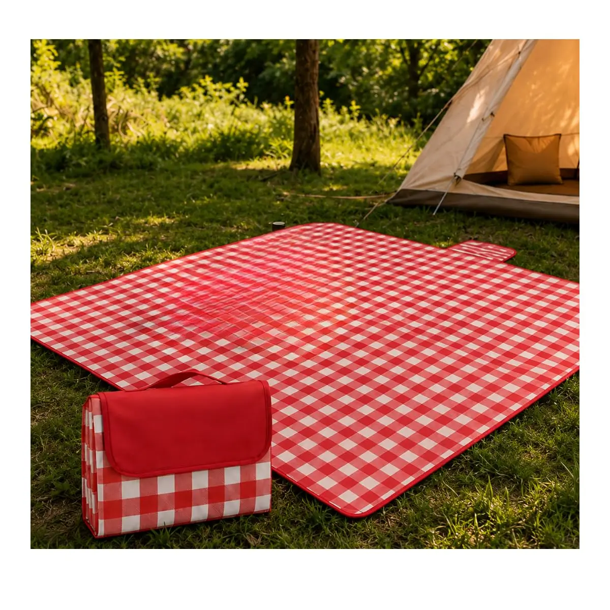 Tapete Piquenique Impermeável Dobrável 148x198cm com Alça | Com Alça de Transporte, Leve 350 g, Fácil de Limpar, Para Praia e Camping, 4 Estampas Disponíveis
