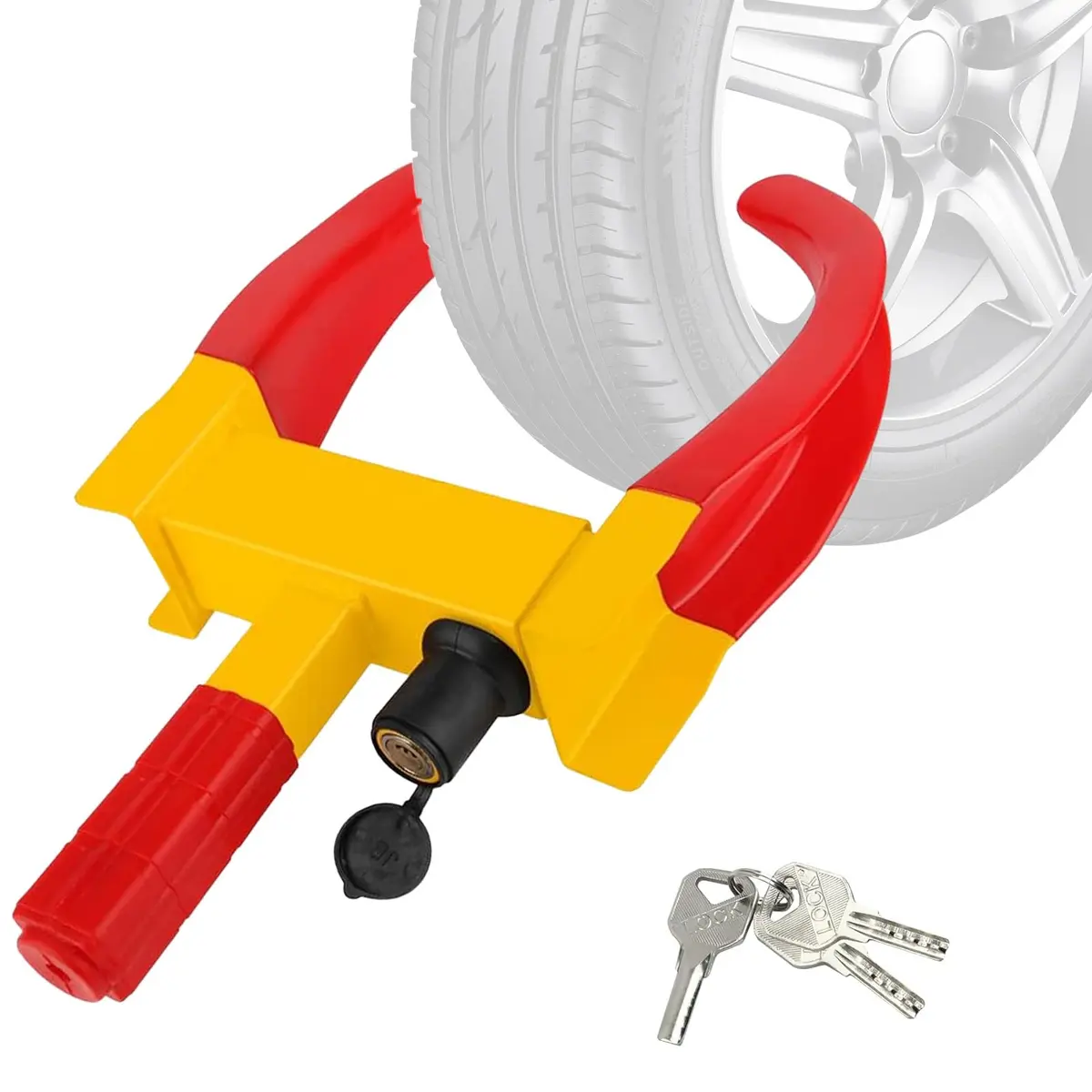 Trava de Roda Antifurto Universal Resistente | Grampo para Carro, Moto, SUV e Caravana, Acompanha 3 Chaves