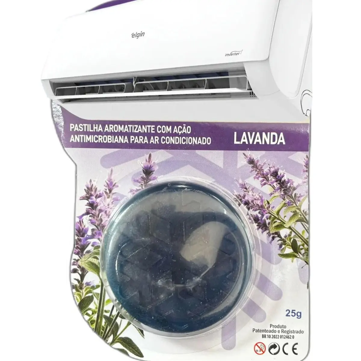 Pastilha Bactericida Aromatizante para Ar Condicionado Split – AROMA LAVANDA (25g) Higienizadora Ação Neutralizadora de odores Aroma Contínuo ELIMINA MAU CHEIRO - 1