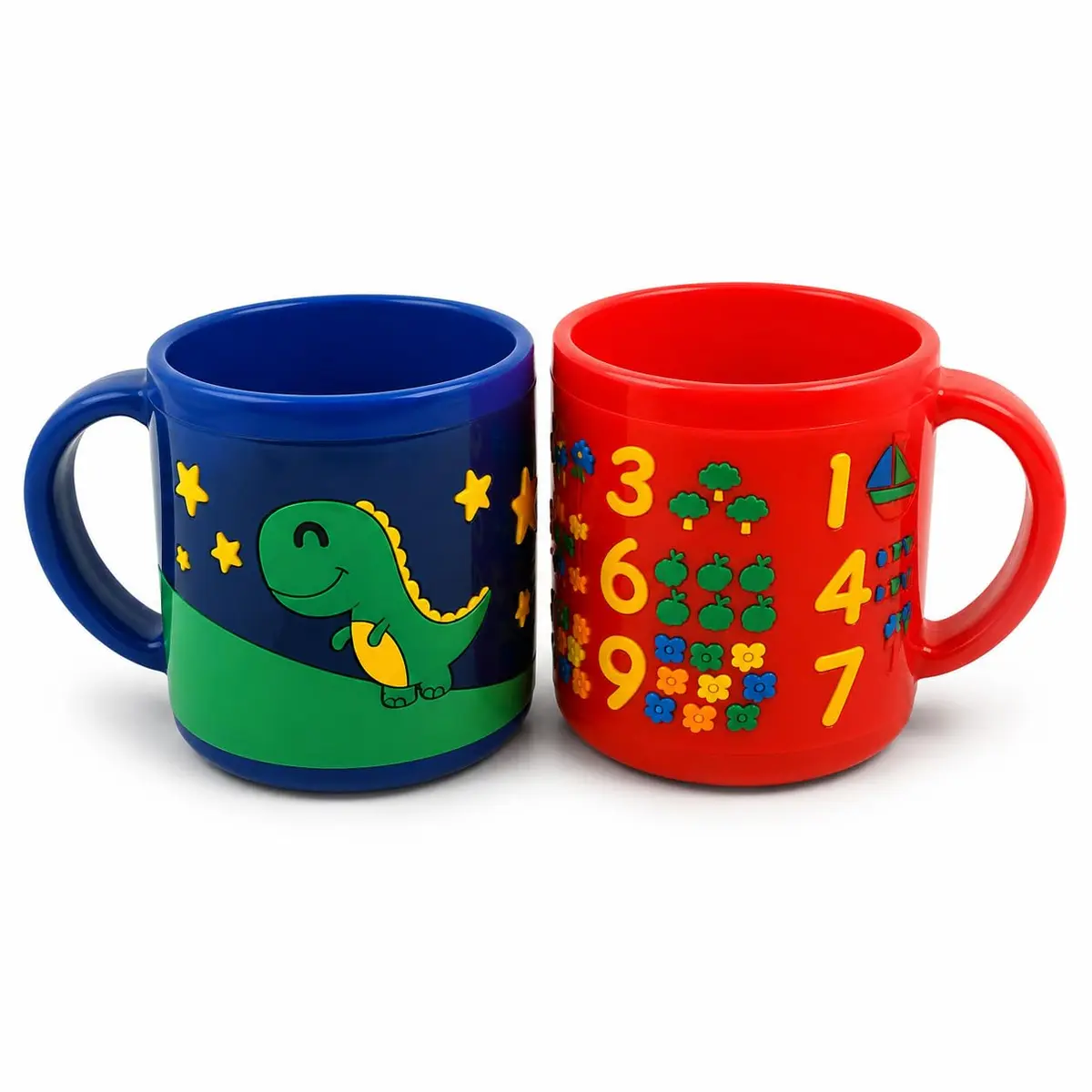 Kit Canecas Infantil 3D com Alça | 2 Unidades Coloridos, Copinho para Criança com Estampa Divertida, Leve, Resistente | Ideal para Água, Suco e Leite
