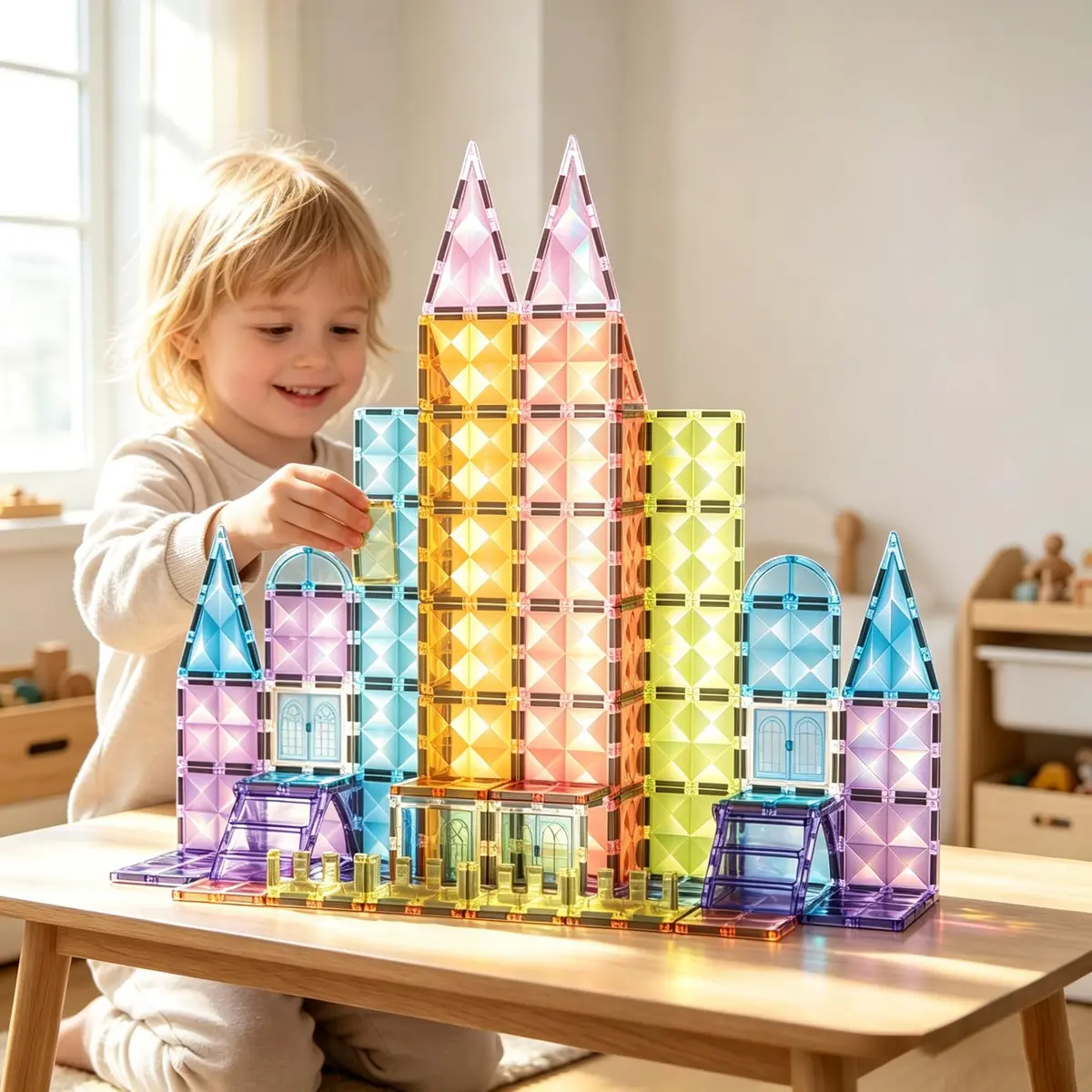 Brastoy Blocos de Montar Magnéticos Construção Infantil Brinquedos Educativo STEM (62 Peças)
