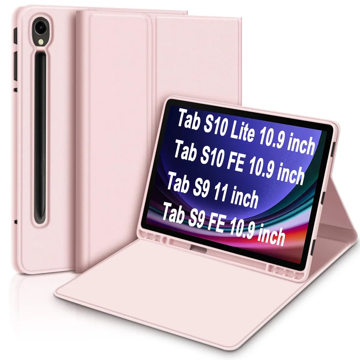 Capa tablet Para Samsung Galaxy Tab S10 Lite/ S10 FE 10.9"/S9 FE 10.9"/S9 11", Case Anti Impacto, com suporte para caneta S, Premium Slim,Flexível e portátil(Rosa)