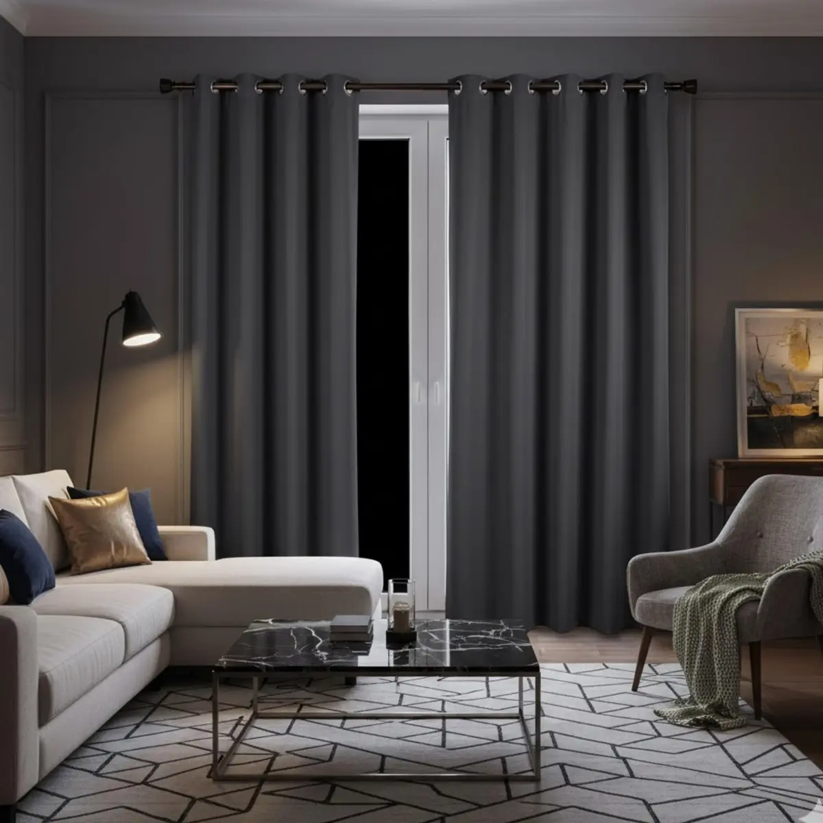 Cortina Blackout 2,80m x 2,50m Corta luz 100% com Ilhós Sala Quarto Casa Blecaute (Cinza) - 1