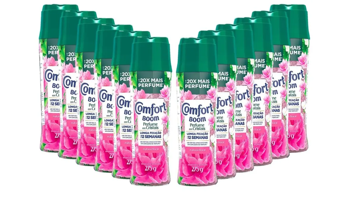 Comfort Boom Odorizador de Roupas Cristais de Perfume Euforia Floral 275gr - 12 Unidades