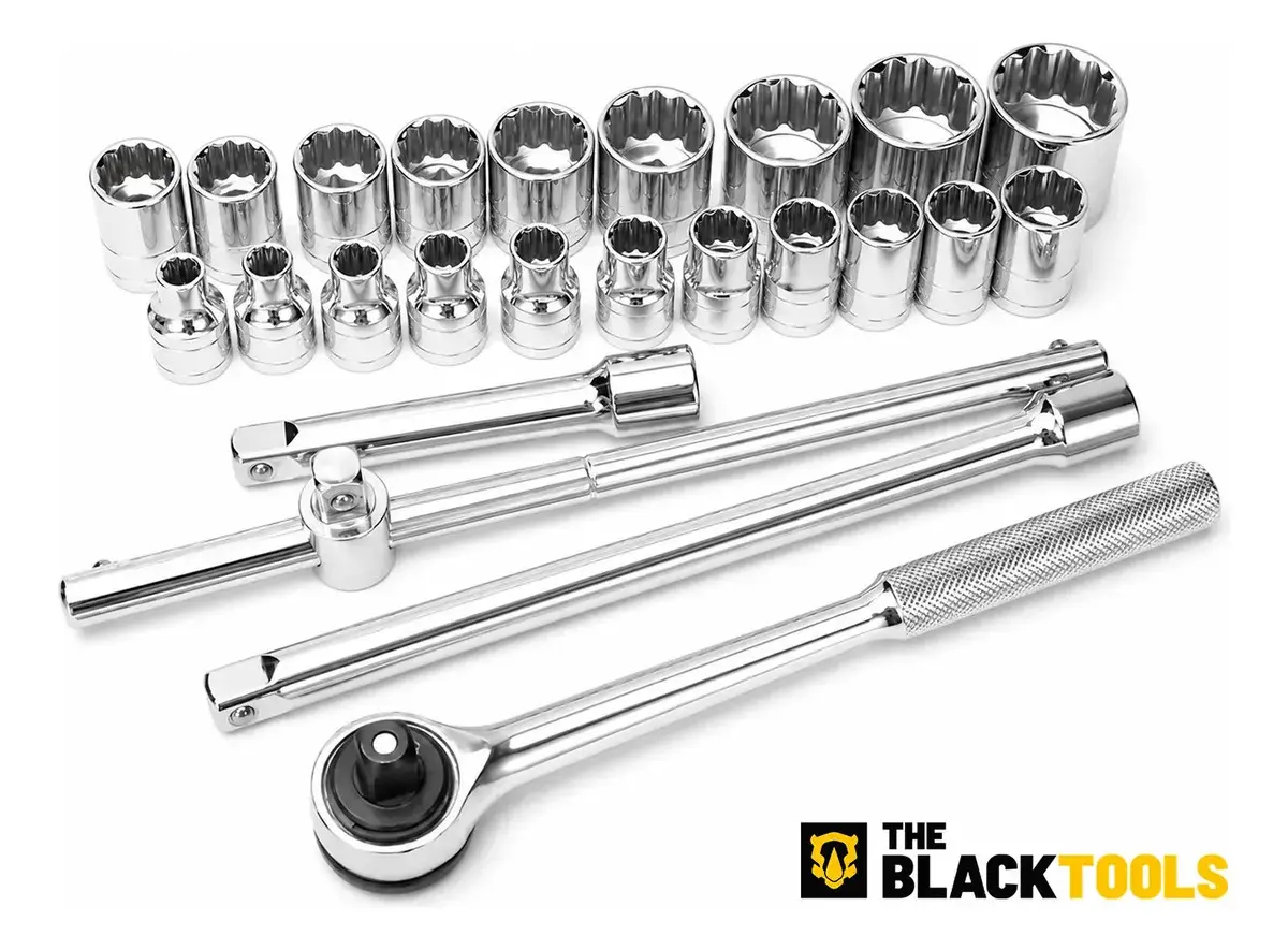 Jogo Kit de Ferramentas Manuais Chave Catraca 1/2 8 a 32mm BCS022 The Black Tools Cor Amarelo thumbnail 6
