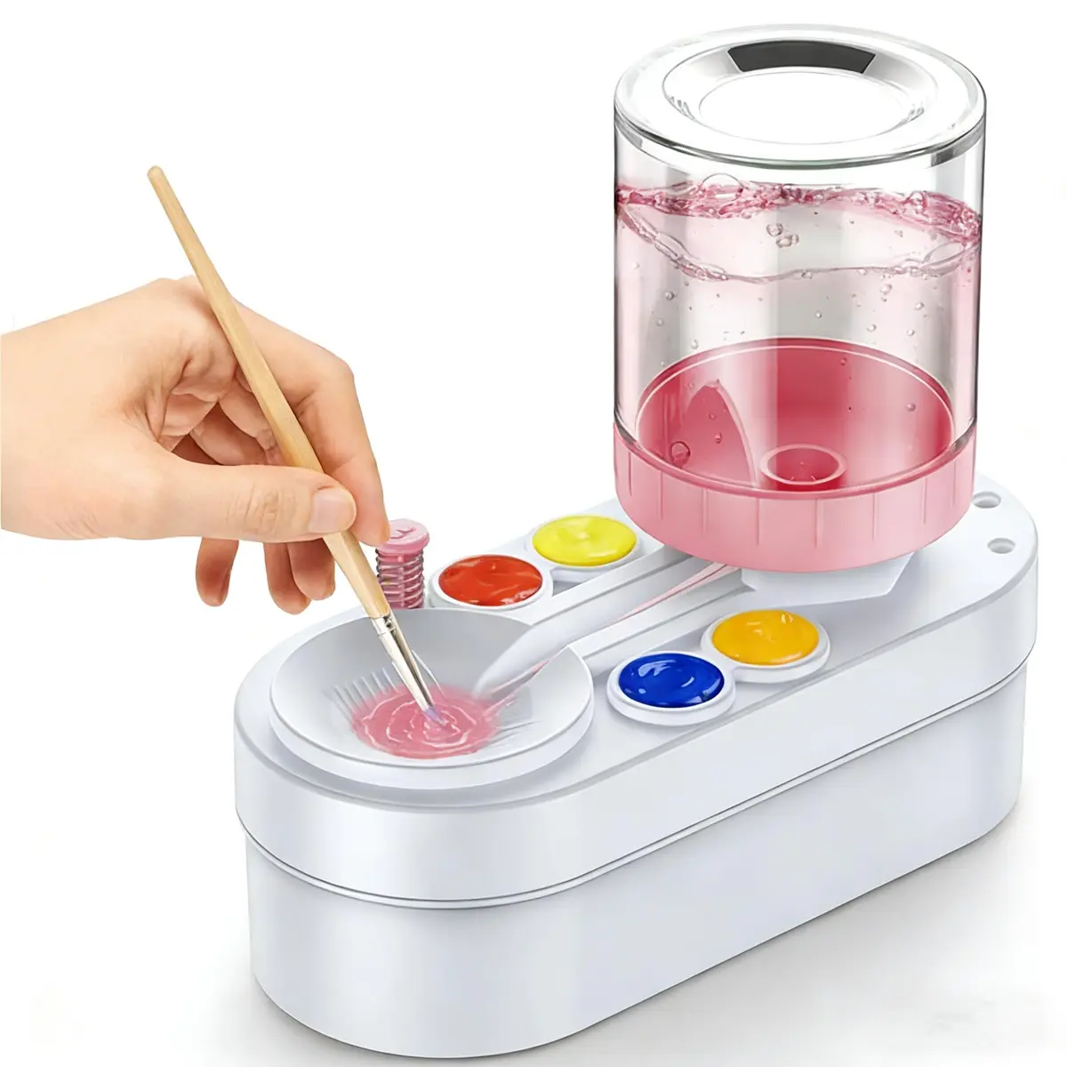 Kit Limpa Pincéis com Estação de Pintura – Para Crianças e Adultos (Rosa)