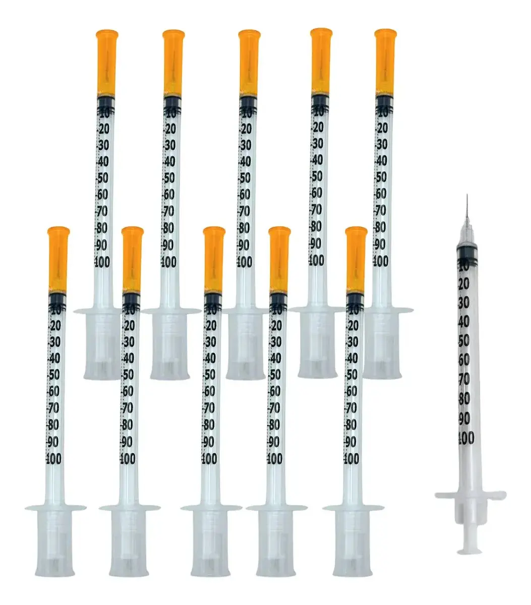 Seringa Insulina 1ml Agulha Fixa 8mmx0,3mm 100ui 10 Unidades 1 Ml - 1