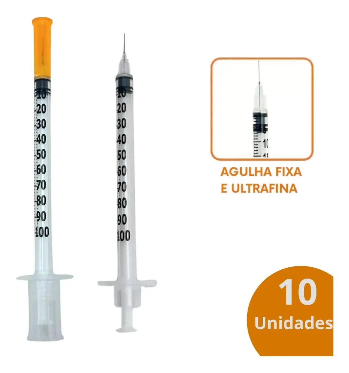 Seringa Insulina 1ml Agulha Fixa 8mmx0,3mm 100ui 10 Unidades 1 Ml thumbnail 2
