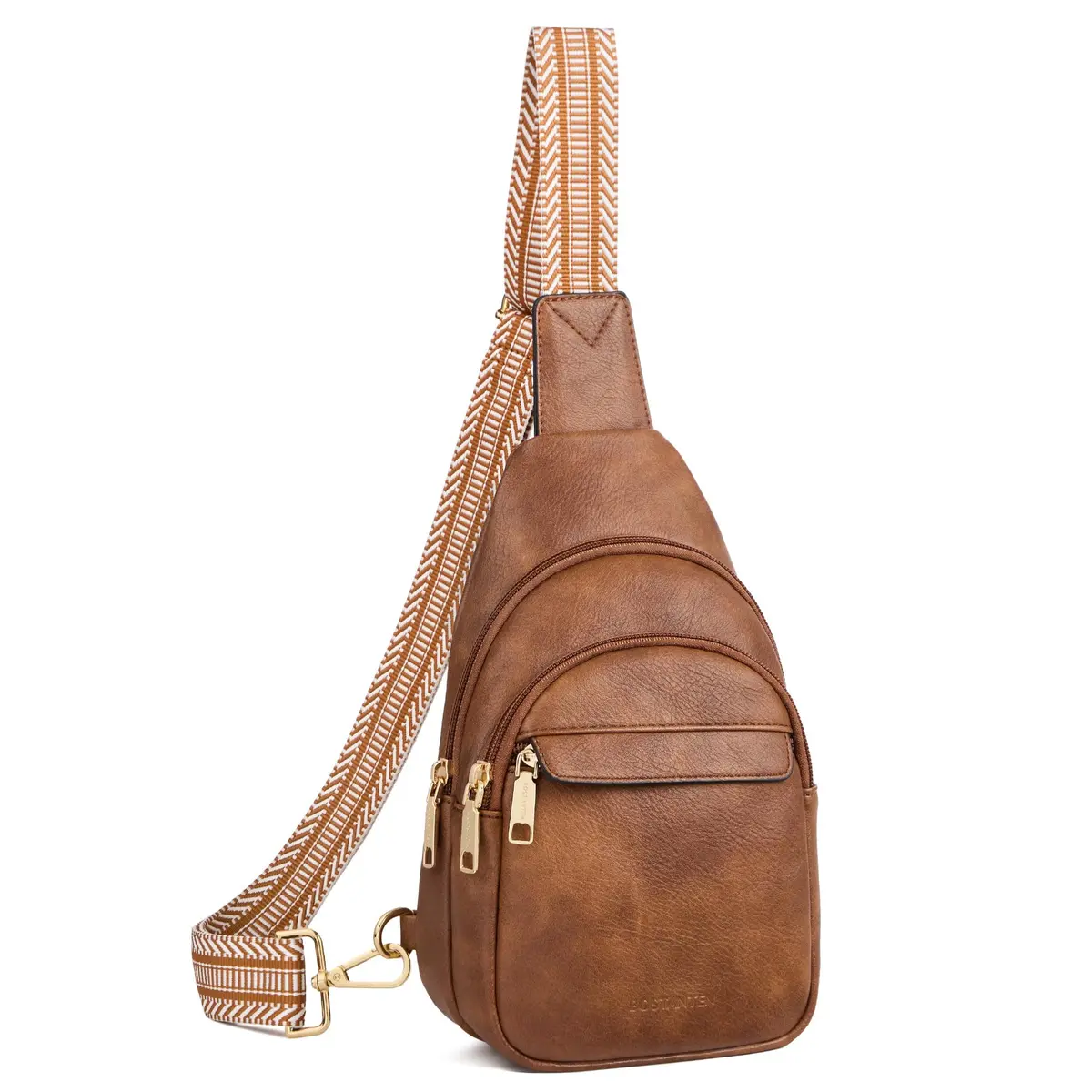 BOSTANTEN Bolsa tiracolo feminina pequena de couro PU com alça larga ajustável, proteção RFID, bolsos múltiplos e bolso traseiro antifurto