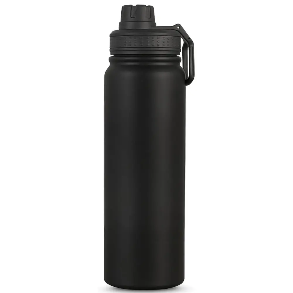 Garrafa Térmica Inox 800ml com Alça Parede Dupla - Preta | Esportiva, Com Alça, Parede Dupla Isolada a Vácuo, Antivazamento, Premium
