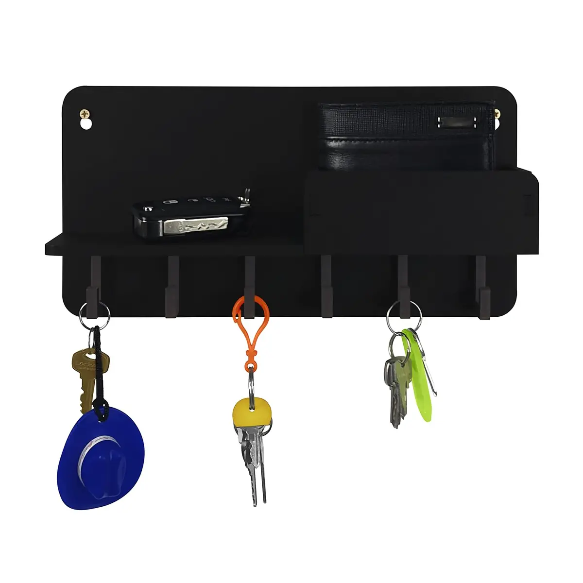Porta Chave Parede Preto Criativo Decorativo Casa Apartamento MDF 6MM com 6 Ganchos
