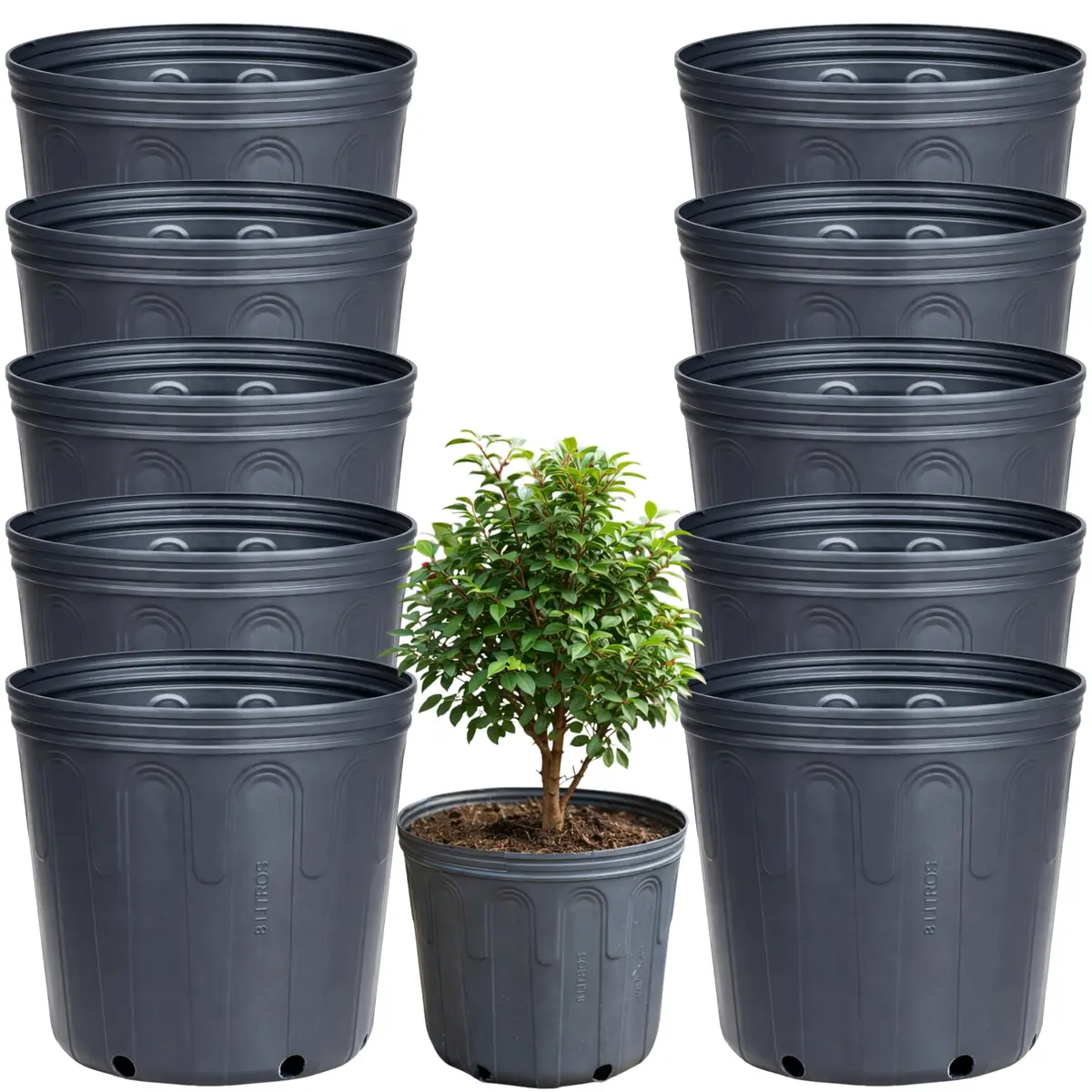 Kit 10 Vaso Embalagem 8 Litros Flexível para Árvores Frutíferas, Ornamentais, Mudas e Outras | Leve e Resistente, Plástico Reciclável Ecológico