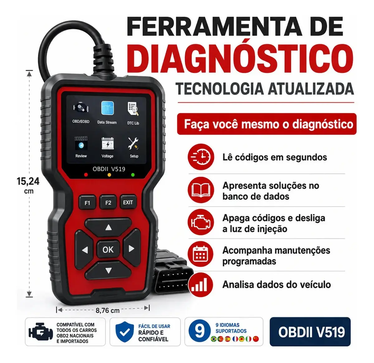 Scanner Automotivo Obd2 V519 thumbnail 3