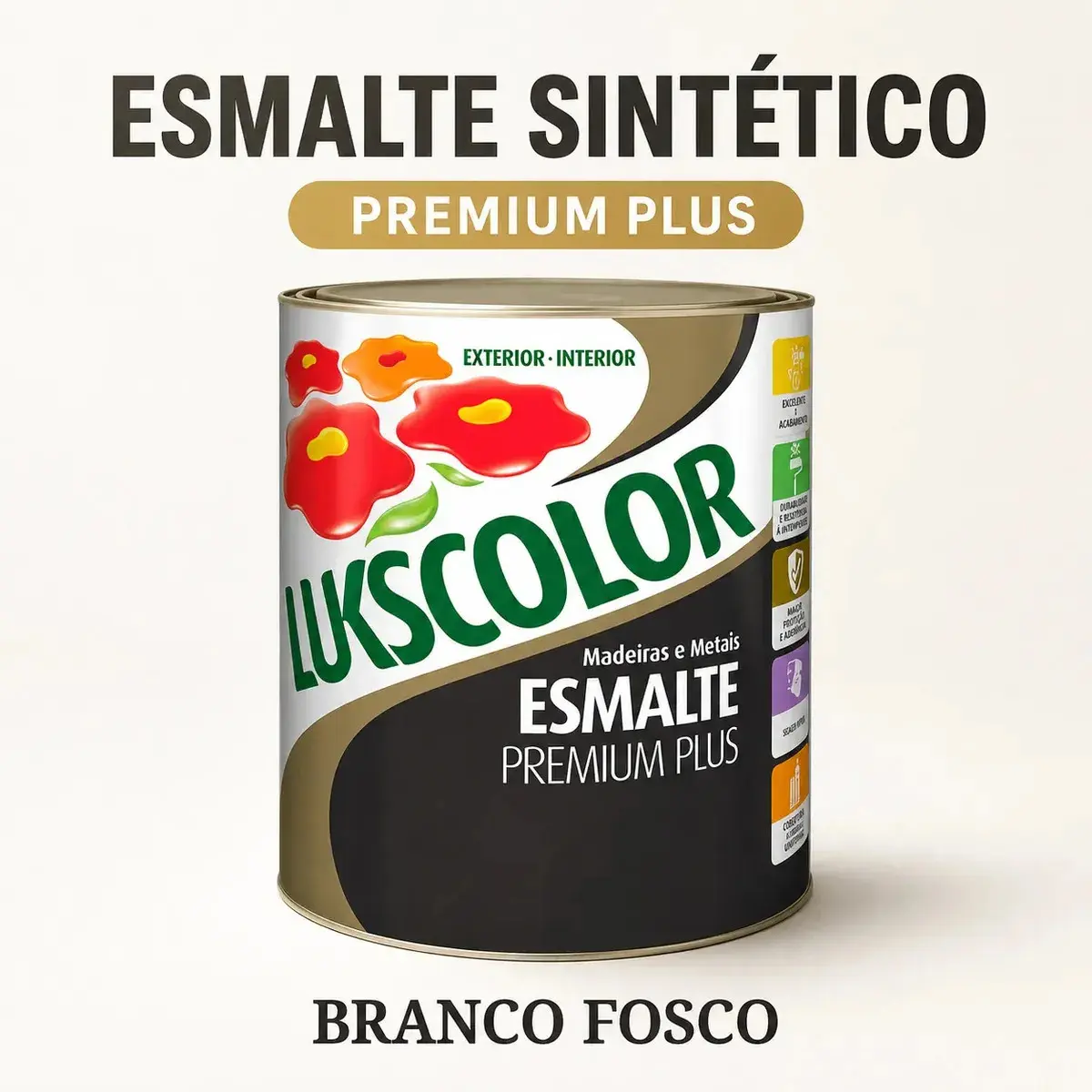 Tinta Esmalte Sintetico 900ml Branco Fosco Lukscolor