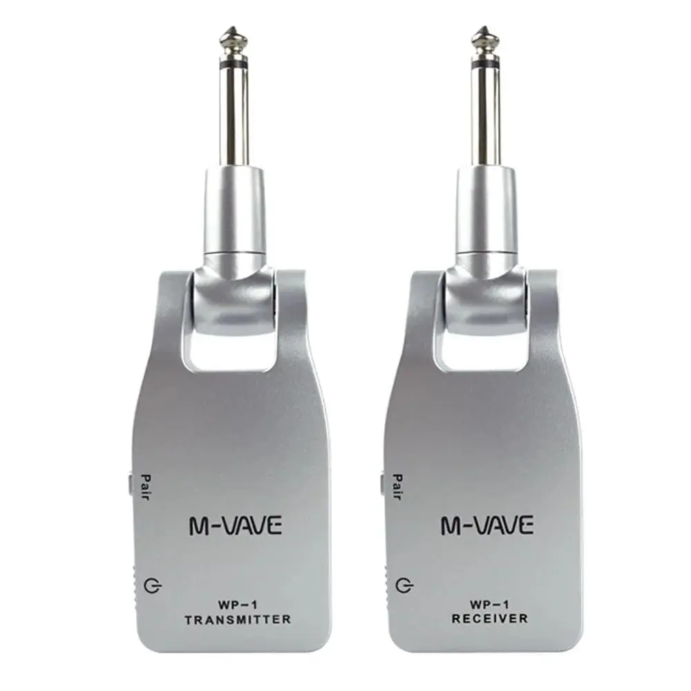M-VAVE Áudio Sistema Sem Fio Profissional 2.4GHz para Guitarra e Baixo - Transmissão Digital 24bit/48KHz, Baixa Latência (<12ms), Alcance de 30m, Bateria Recarregável 7.5h(6 Dispositivos Simultâneos) - 1