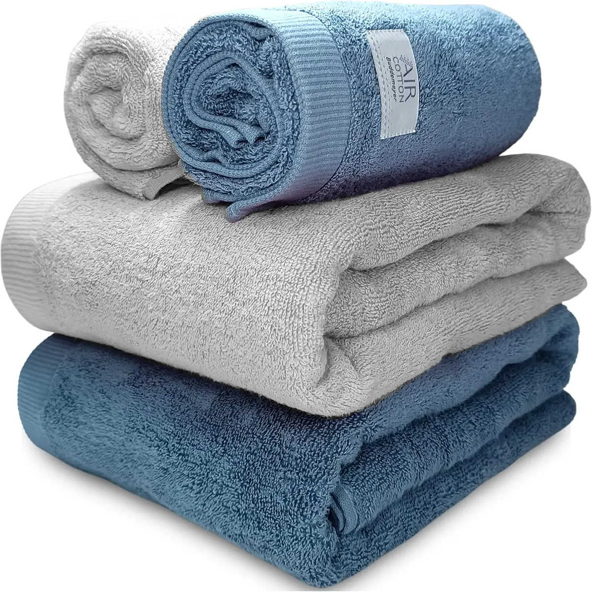 Jogo de Banho Gigante Banhão Buddemeyer Dual Air 100% Algodão 4 peças Toalha Alta Absorção Macia Grossa (Cinza Azul 3105/1212)