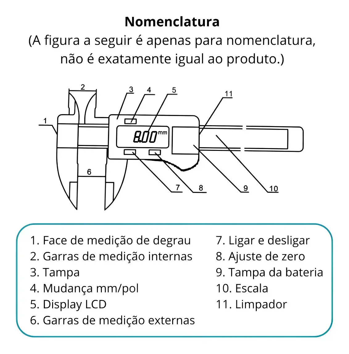 Paquímetro Digital De Alta Precisão Ferramenta De Medição Profissional 150mm (6 Polegadas) + 2 Baterias thumbnail 2