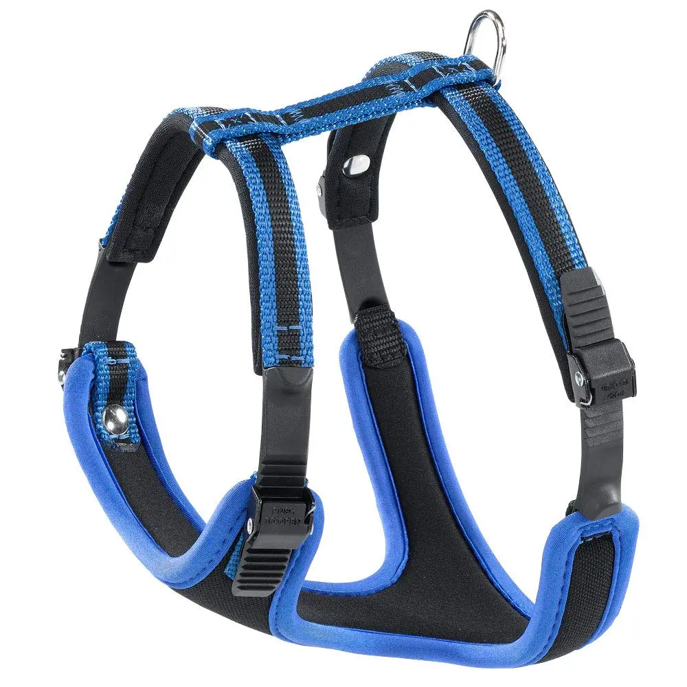 Peitoral para Cães Ferplast Ergocomfort, Tamanho M, Azul | Ergonômico, Micro regulagem dupla, A de 37 a 47 cm, B de 55 a 65 cm
