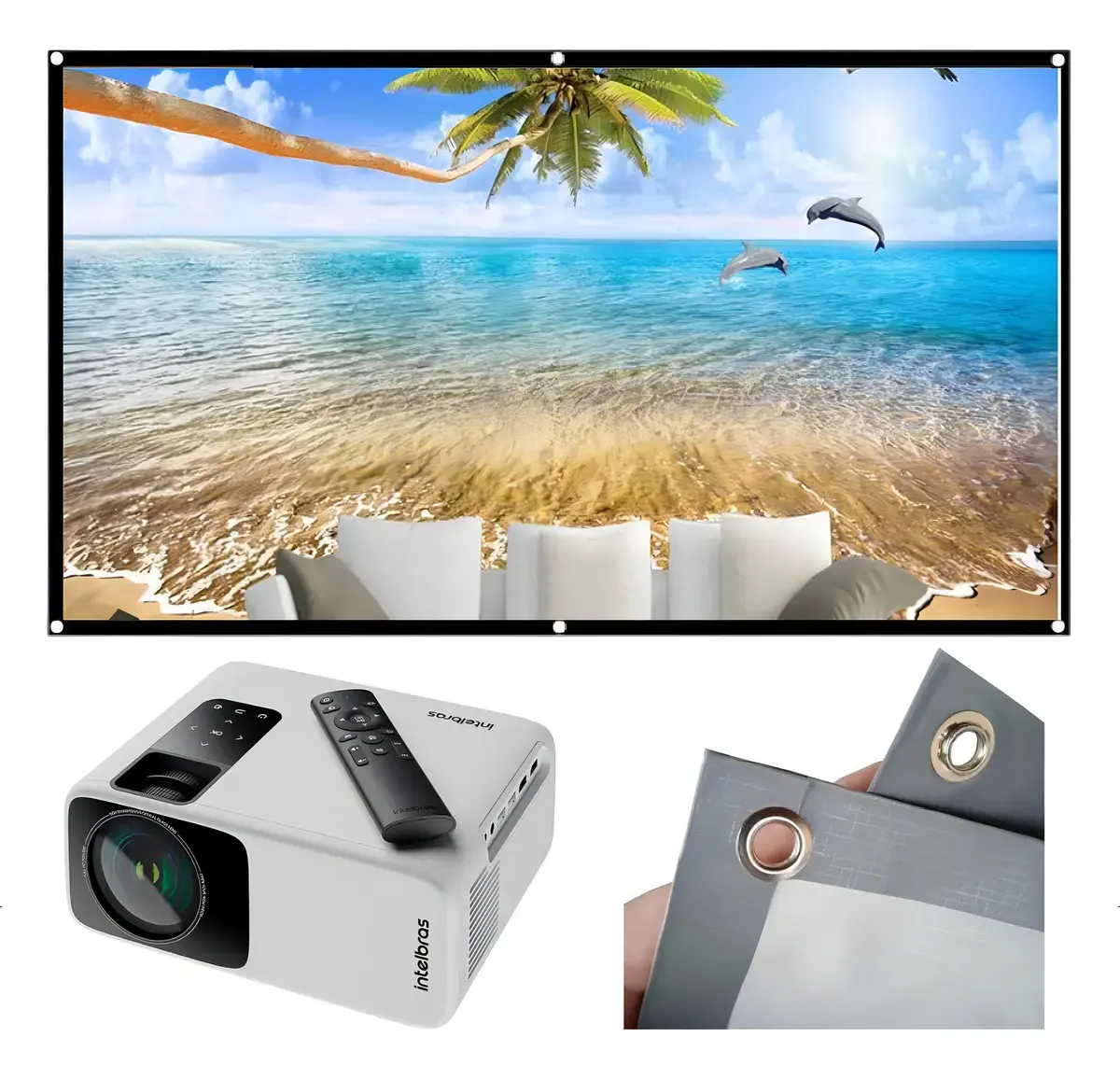 Tela Projeção 150 Polegadas Imagem Nitida Cinema Em Casa - 1