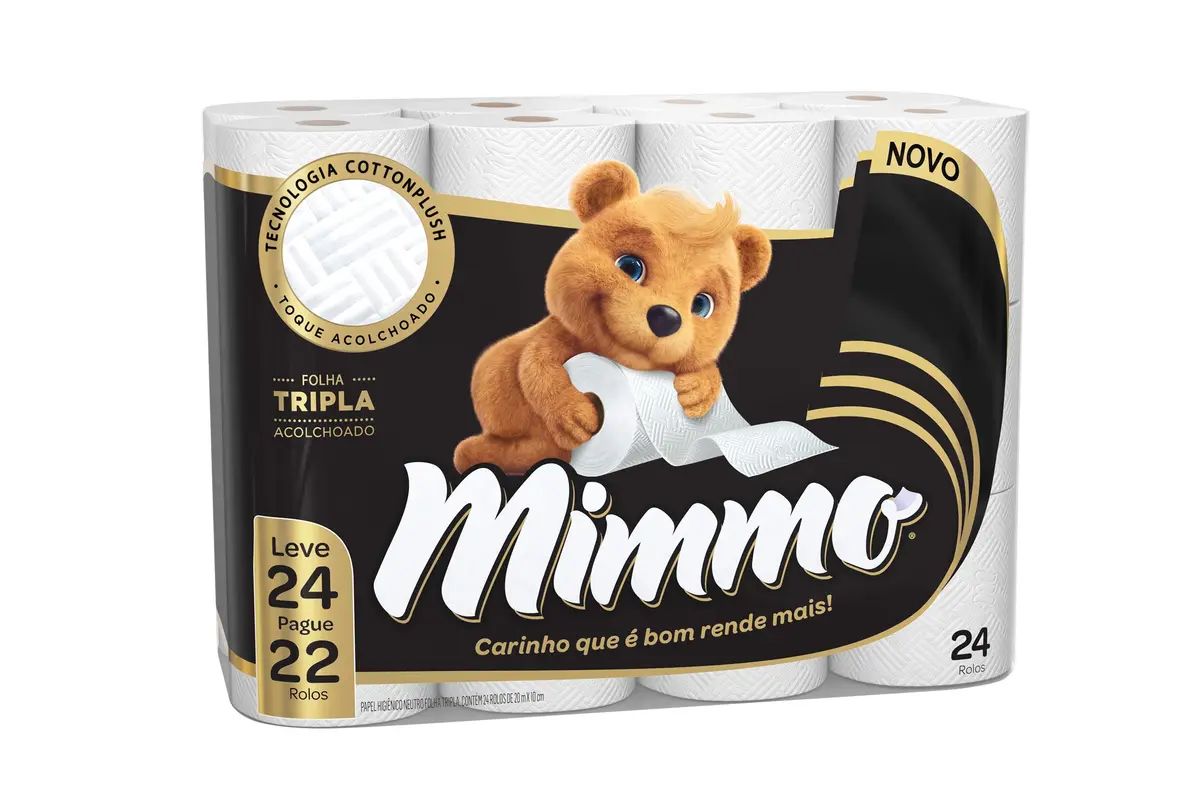 Mimmo Papel Higiênico Folha Tripla, 20m, Leve 24 Pague 22 Rolos - 1
