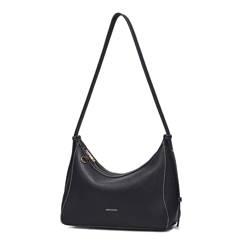 BOSTANTEN Bolsa de Ombro Feminina Hobo, Bolsa Tiracolo Grande em Couro Vegano Preto, Alça Larga Ajustável, Grande Capacidade, Trabalho e Viagem